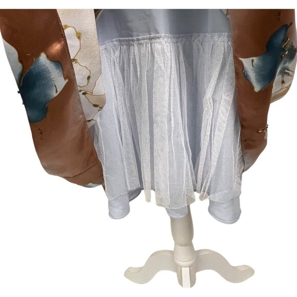 Adrianna Pappell Occasions Blue Floral Silk Halter Dress Sz. 12 - Picture 7 of 9